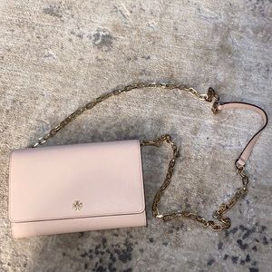 Tory Burch blush pink leather wallet crossbody